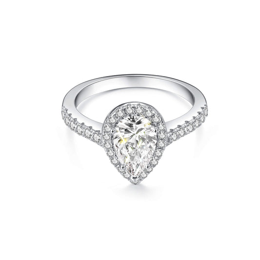 Halo Pear Lab Diamond Ring with Pave Platinum - Neoshine