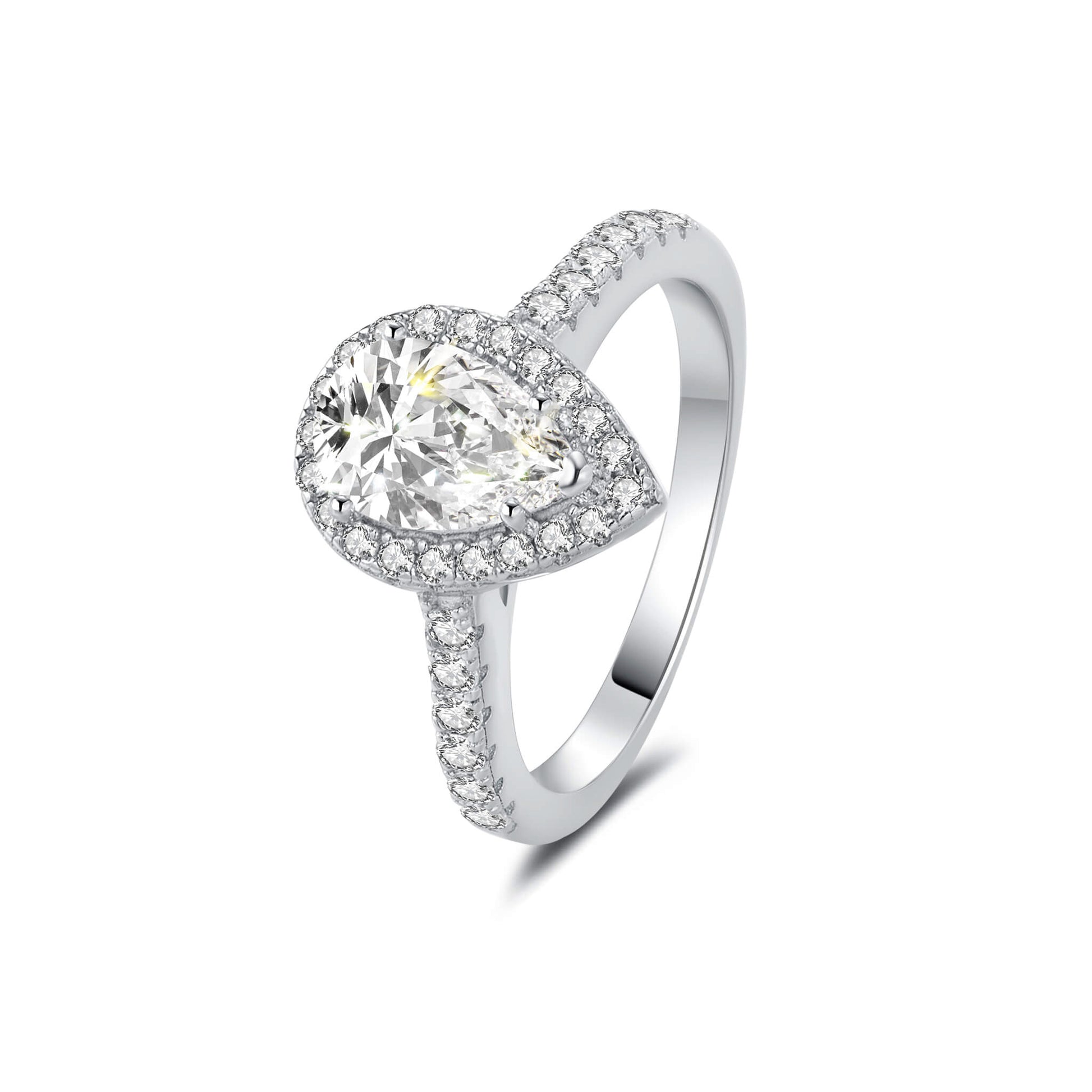 Halo Pear Lab Diamond Ring with Pave Platinum - Neoshine