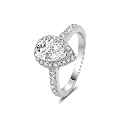 Halo Pear Lab Diamond Ring with Pave Platinum - Neoshine