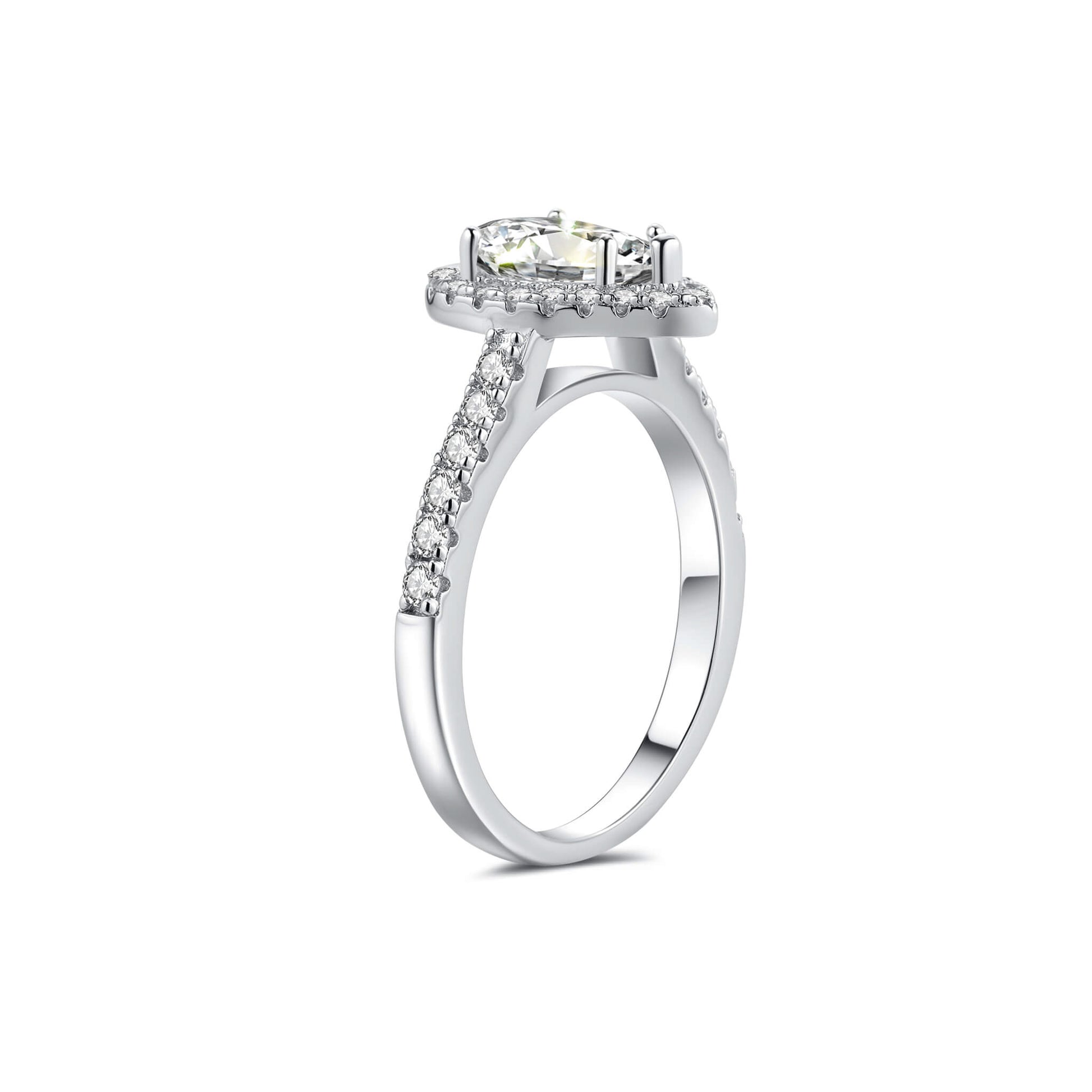 Halo Pear Lab Diamond Ring with Pave Platinum - Neoshine