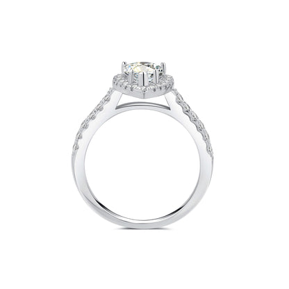 Halo Pear Lab Diamond Ring with Pave Platinum - Neoshine