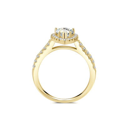 Halo Pear Lab Diamond Ring with Pave 18K Yellow Gold - Neoshine