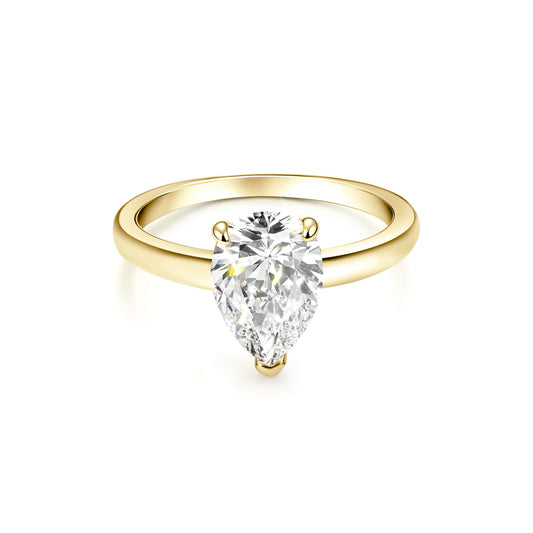 Solitaire Pear Lab Diamond Ring 18K Yellow Gold - Neoshine