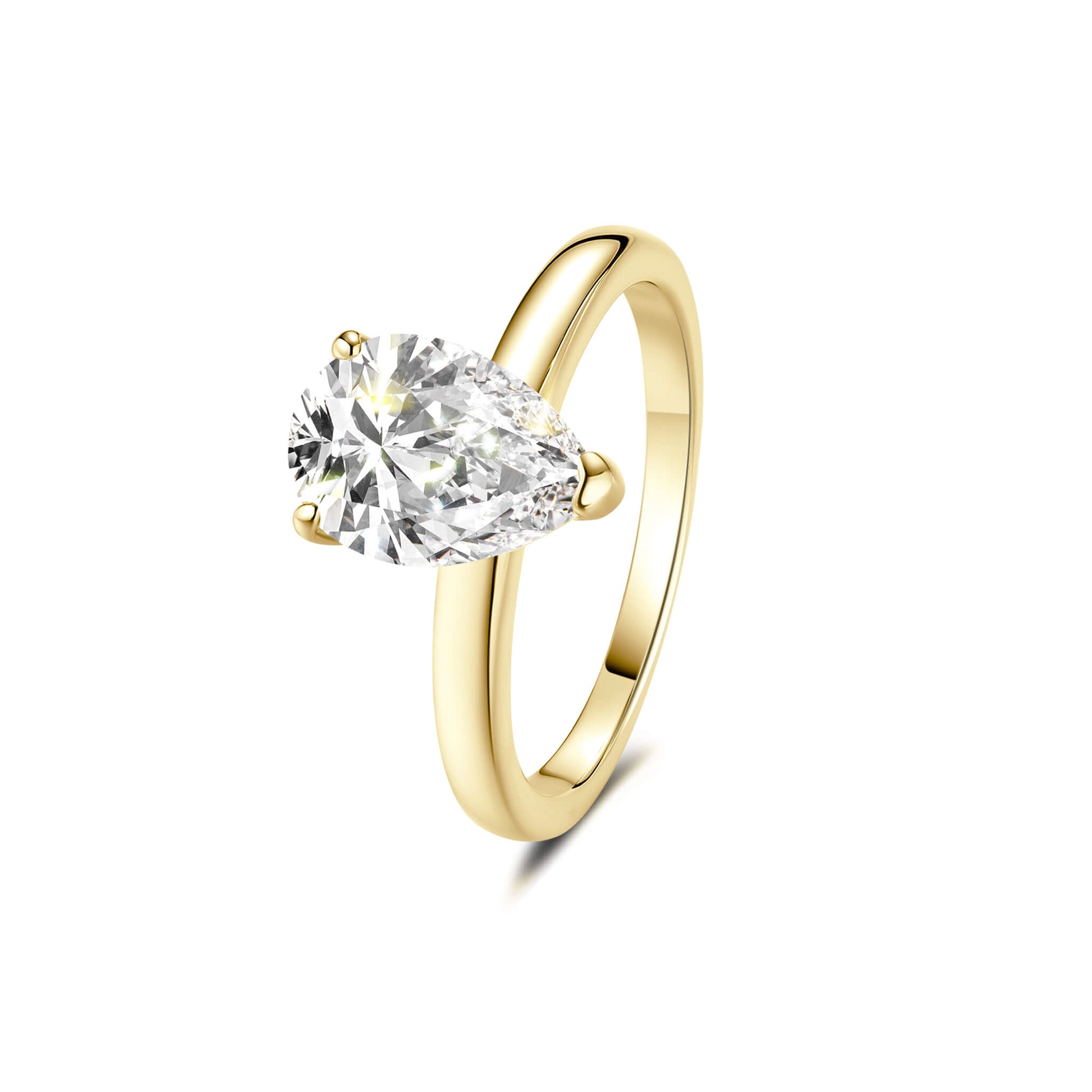 Solitaire Pear Lab Diamond Ring 18K Yellow Gold - Neoshine