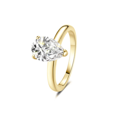 Solitaire Pear Lab Diamond Ring 18K Yellow Gold - Neoshine