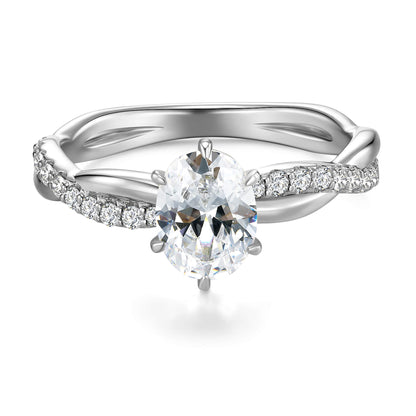 Hidden Halo Oval Lab Diamond Ring with Pave Platinum - Neoshine