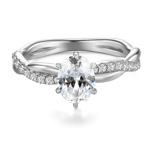 Hidden Halo Oval Lab Diamond Ring with Pave Platinum - Neoshine