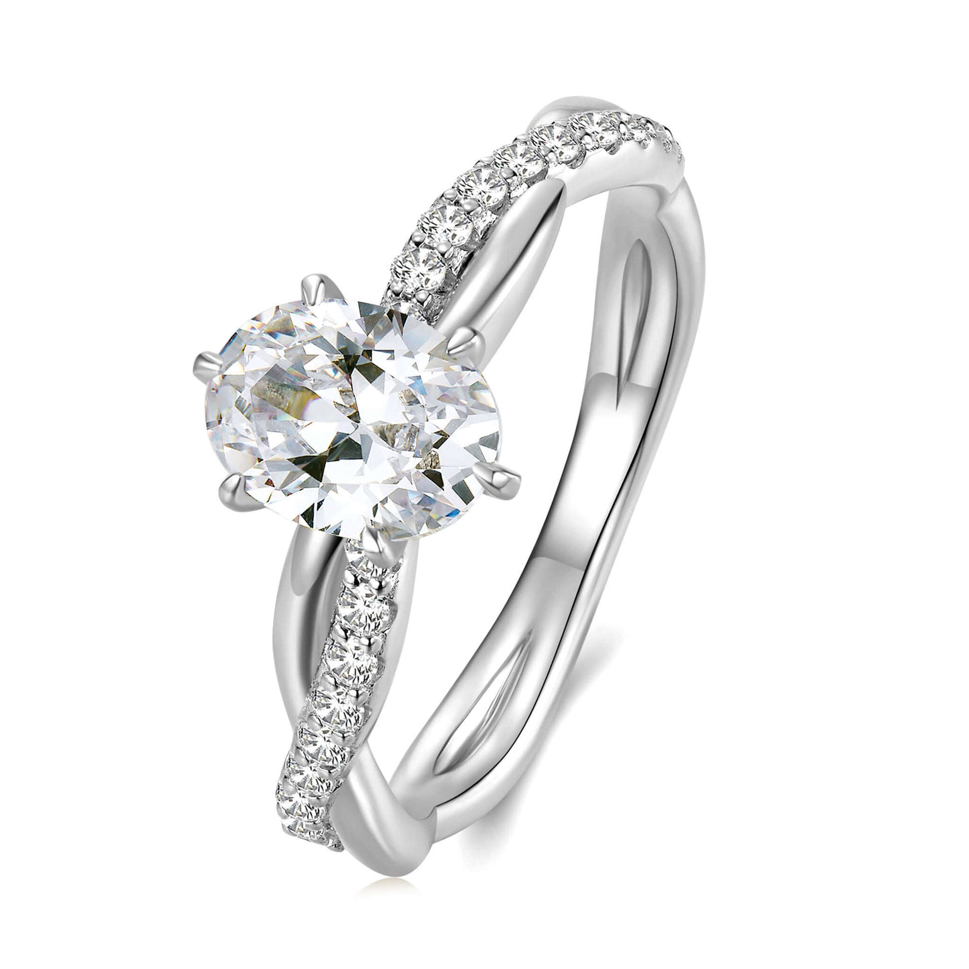 Hidden Halo Oval Lab Diamond Ring with Pave Platinum - Neoshine