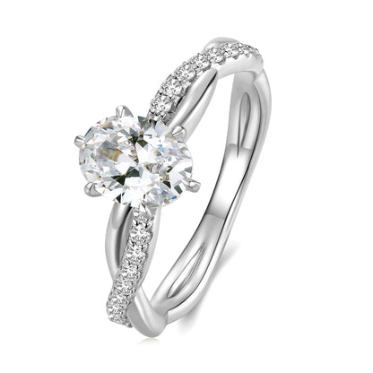 Hidden Halo Oval Lab Diamond Ring with Pave Platinum - Neoshine
