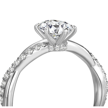 Hidden Halo Oval Lab Diamond Ring with Pave Platinum - Neoshine