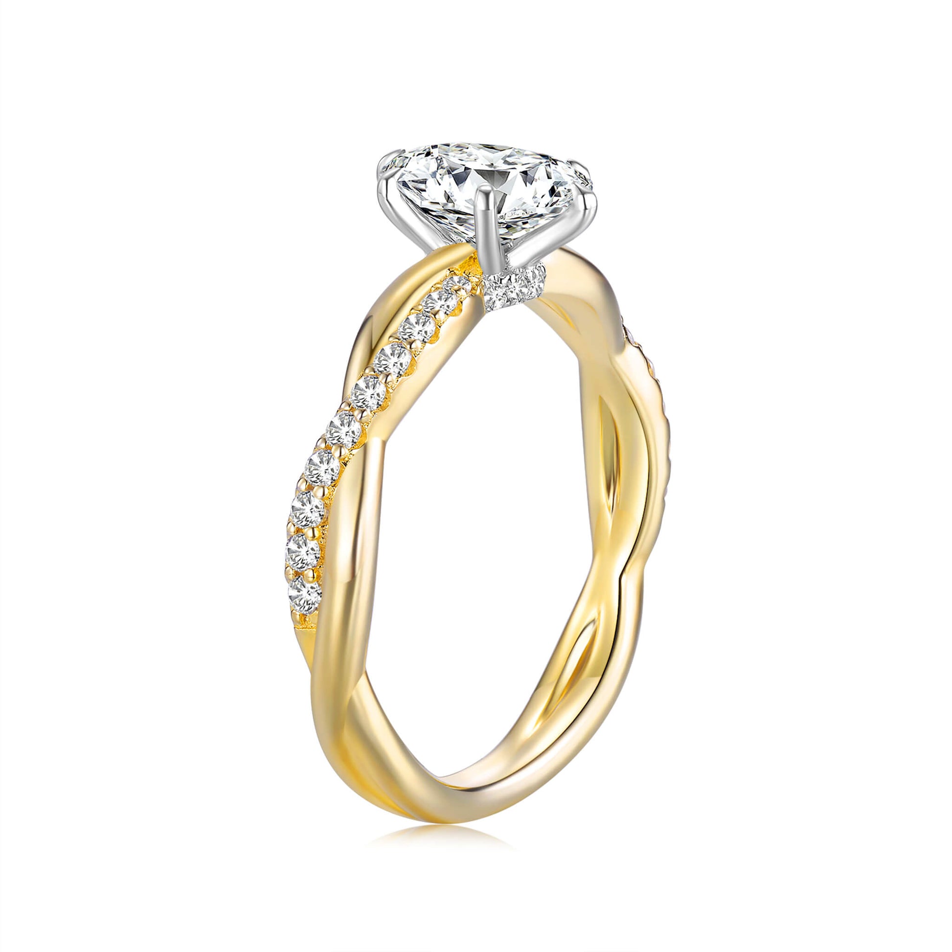 Hidden Halo Oval Lab Diamond Ring with Pave 18K Yellow Gold - Neoshine