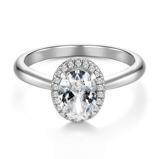 Halo Oval Lab Diamond Ring Platinum - Neoshine