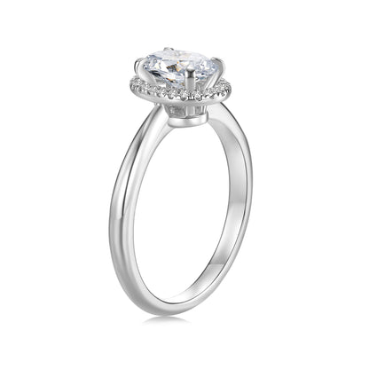 Halo Oval Lab Diamond Ring Platinum - Neoshine