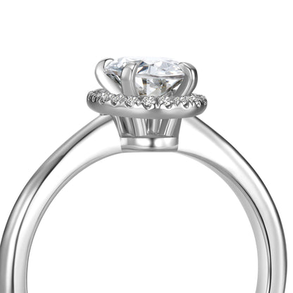 Halo Oval Lab Diamond Ring Platinum - Neoshine