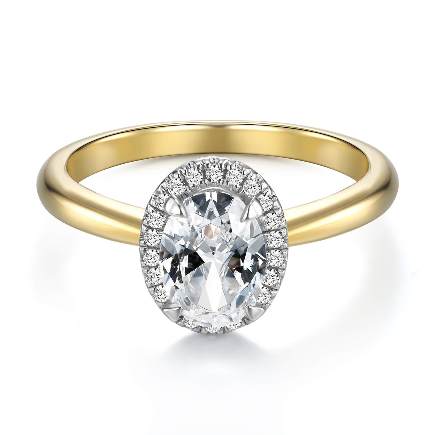 Halo Oval Lab Diamond Ring 18K Yellow Gold - Neoshine