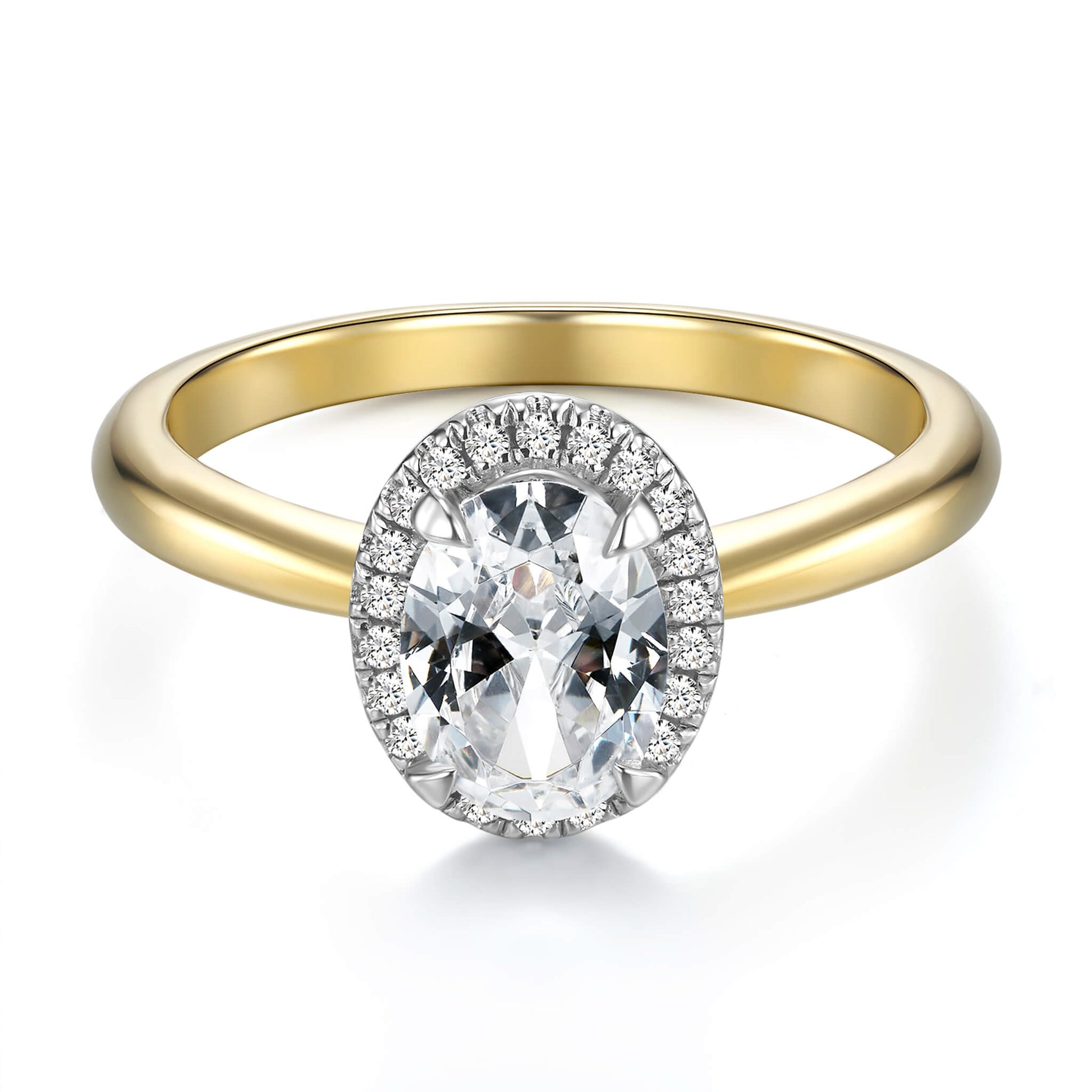 Halo Oval Lab Diamond Ring 18K Yellow Gold - Neoshine