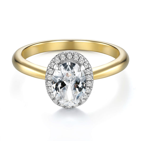 Halo Oval Lab Diamond Ring 18K Yellow Gold - Neoshine