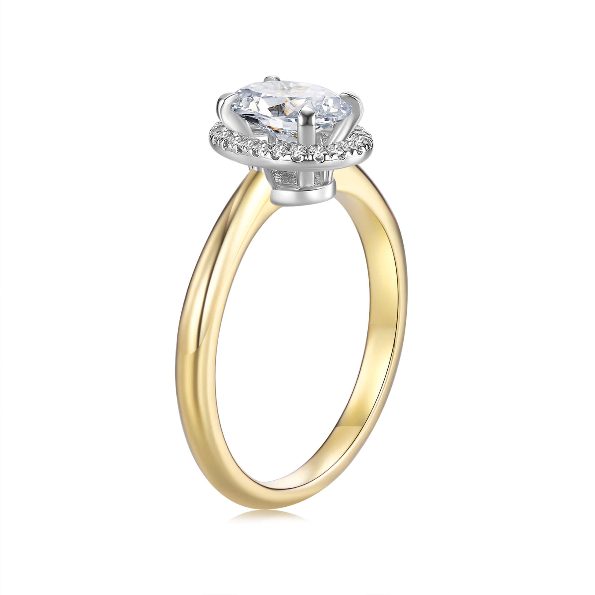 Halo Oval Lab Diamond Ring 18K Yellow Gold - Neoshine