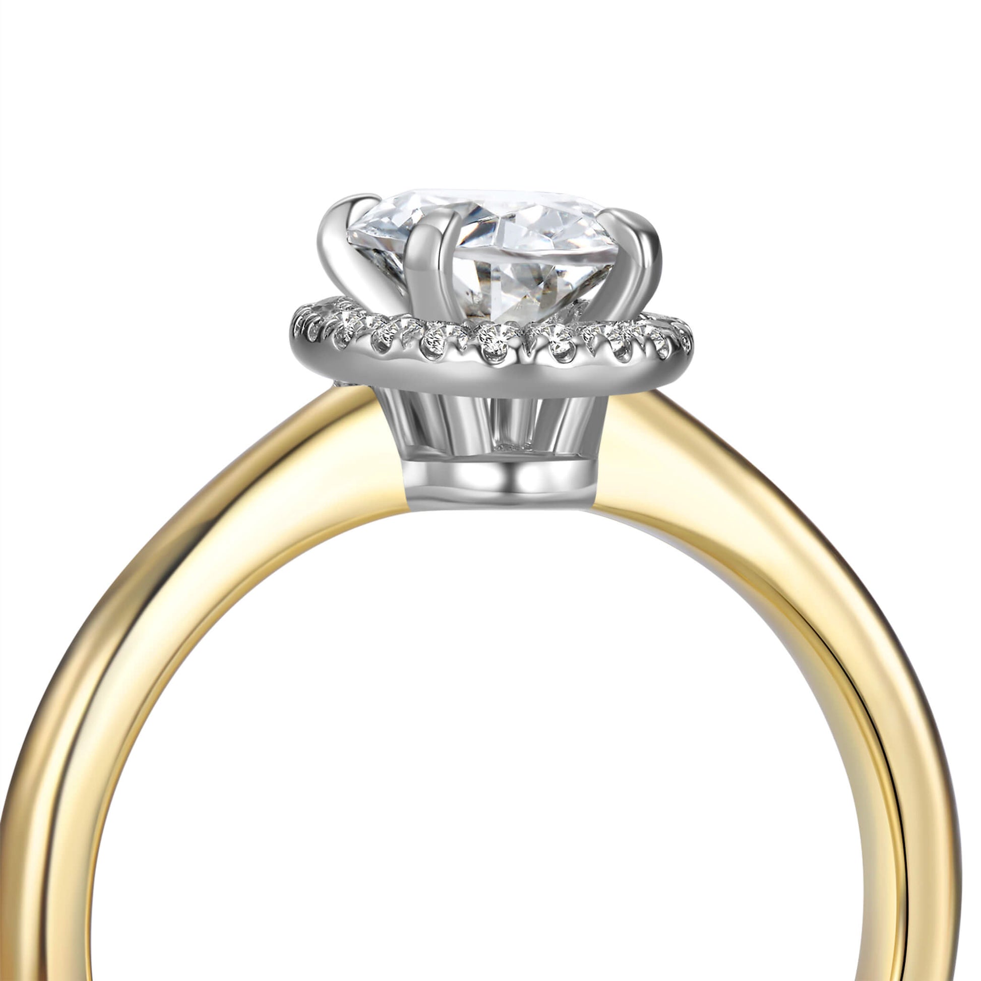 Halo Oval Lab Diamond Ring 18K Yellow Gold - Neoshine