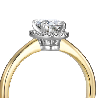 Halo Oval Lab Diamond Ring 18K Yellow Gold - Neoshine