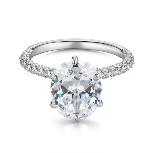 Hidden Halo Oval Lab Diamond Ring with Pave Platinum - Neoshine