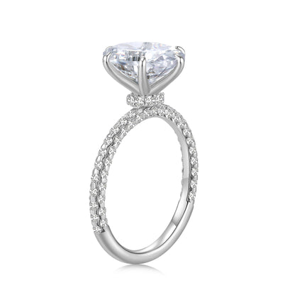 Hidden Halo Oval Lab Diamond Ring with Pave Platinum - Neoshine