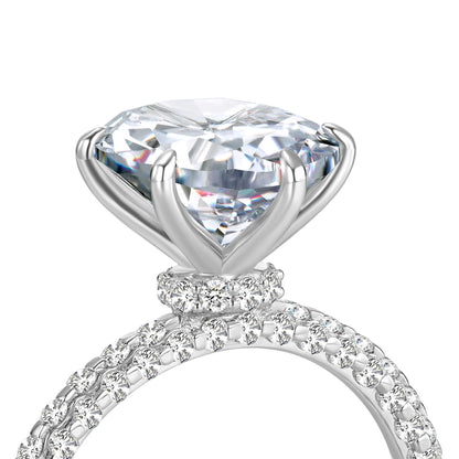 Hidden Halo Oval Lab Diamond Ring with Pave Platinum - Neoshine