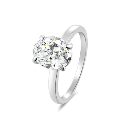 Solitaire Oval Lab Diamond Ring in Platinum - Neoshine