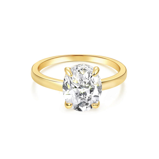 Solitaire Oval Lab Diamond Ring in 18K Yellow Gold - Neoshine
