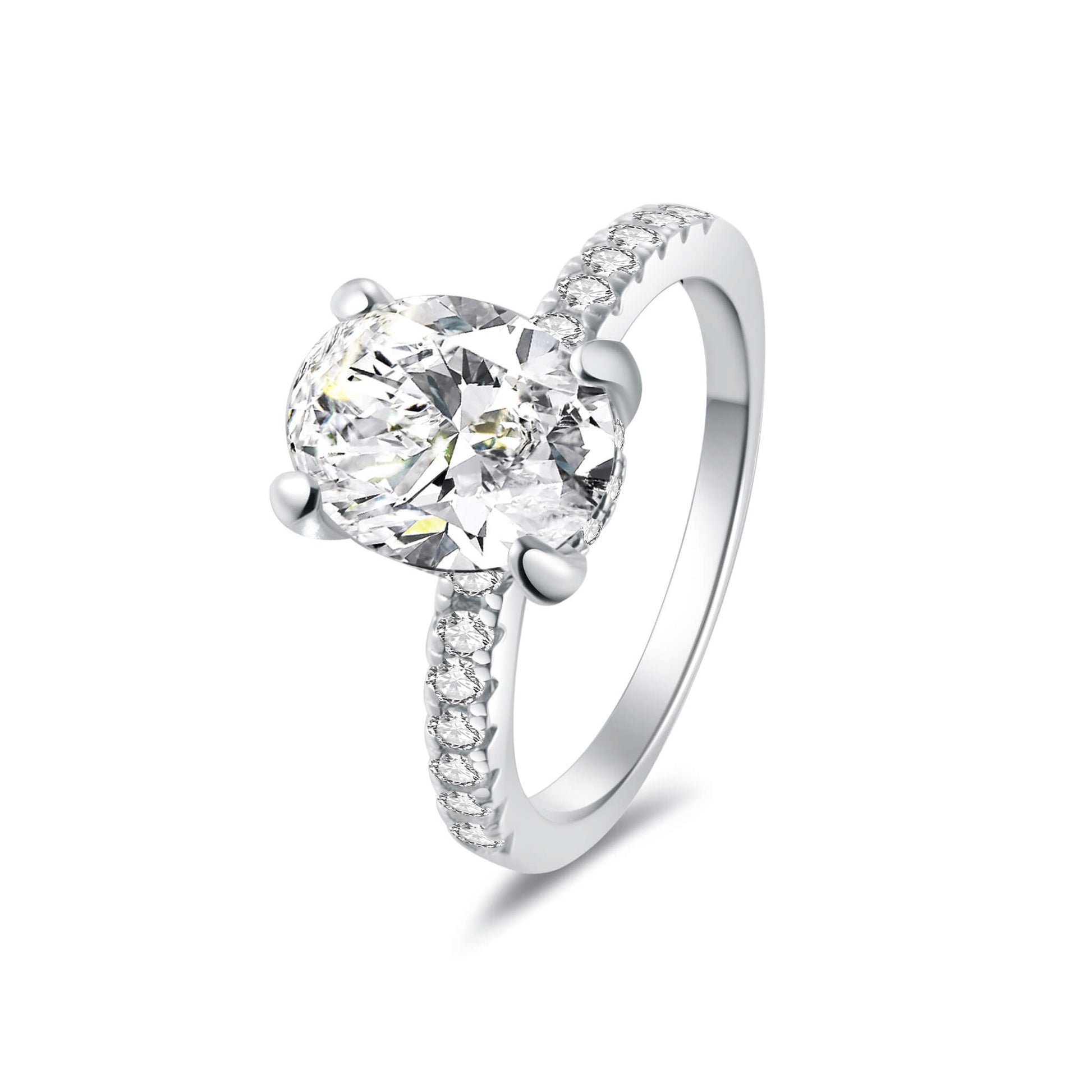 Hidden Halo Pave Oval Lab Diamond Ring in Platinum - Neoshine