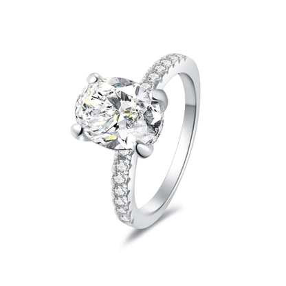 Hidden Halo Pave Oval Lab Diamond Ring in Platinum - Neoshine