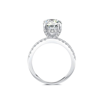 Hidden Halo Pave Oval Lab Diamond Ring in Platinum - Neoshine