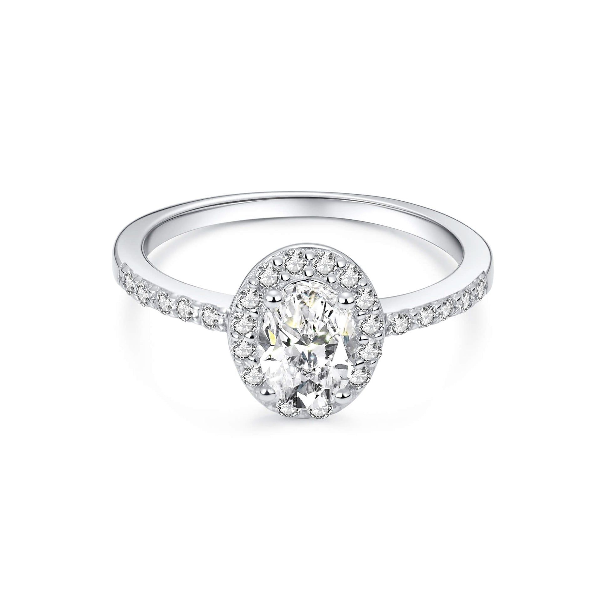 Halo Pave Oval Lab Diamond Ring in Platinum - Neoshine