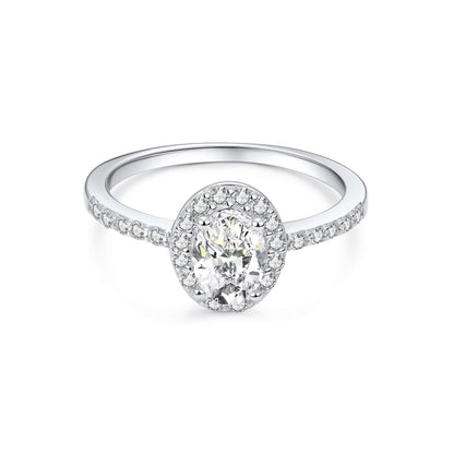 Halo Pave Oval Lab Diamond Ring in Platinum - Neoshine