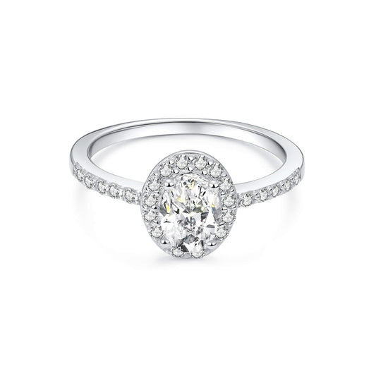 Halo Pave Oval Lab Diamond Ring in Platinum - Neoshine