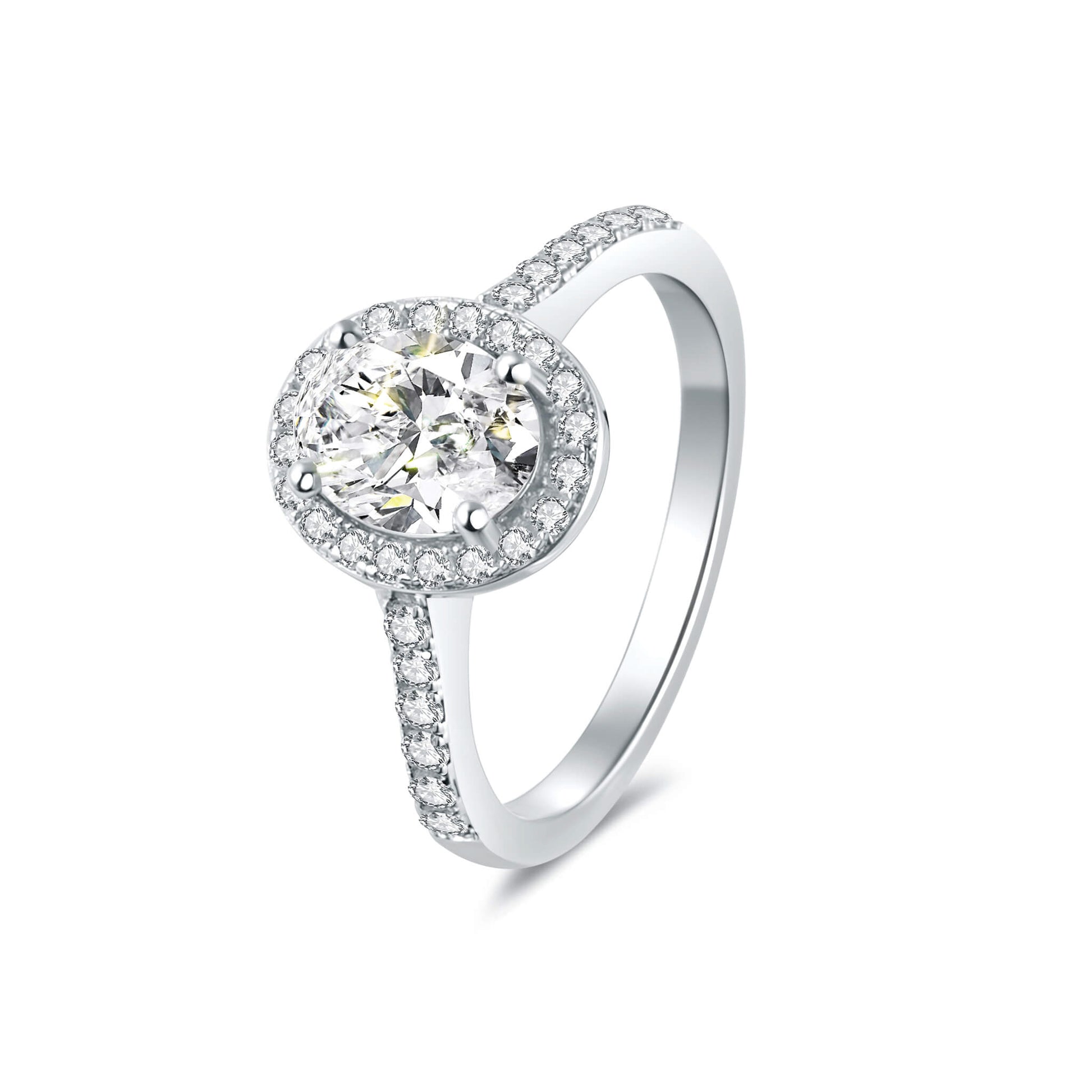 Halo Pave Oval Lab Diamond Ring in Platinum - Neoshine