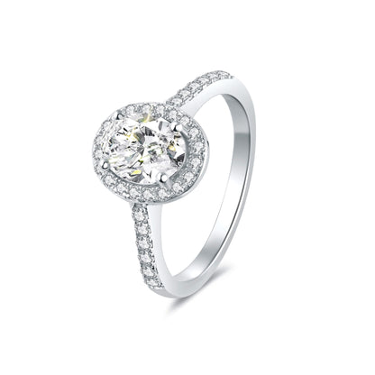Halo Pave Oval Lab Diamond Ring in Platinum - Neoshine
