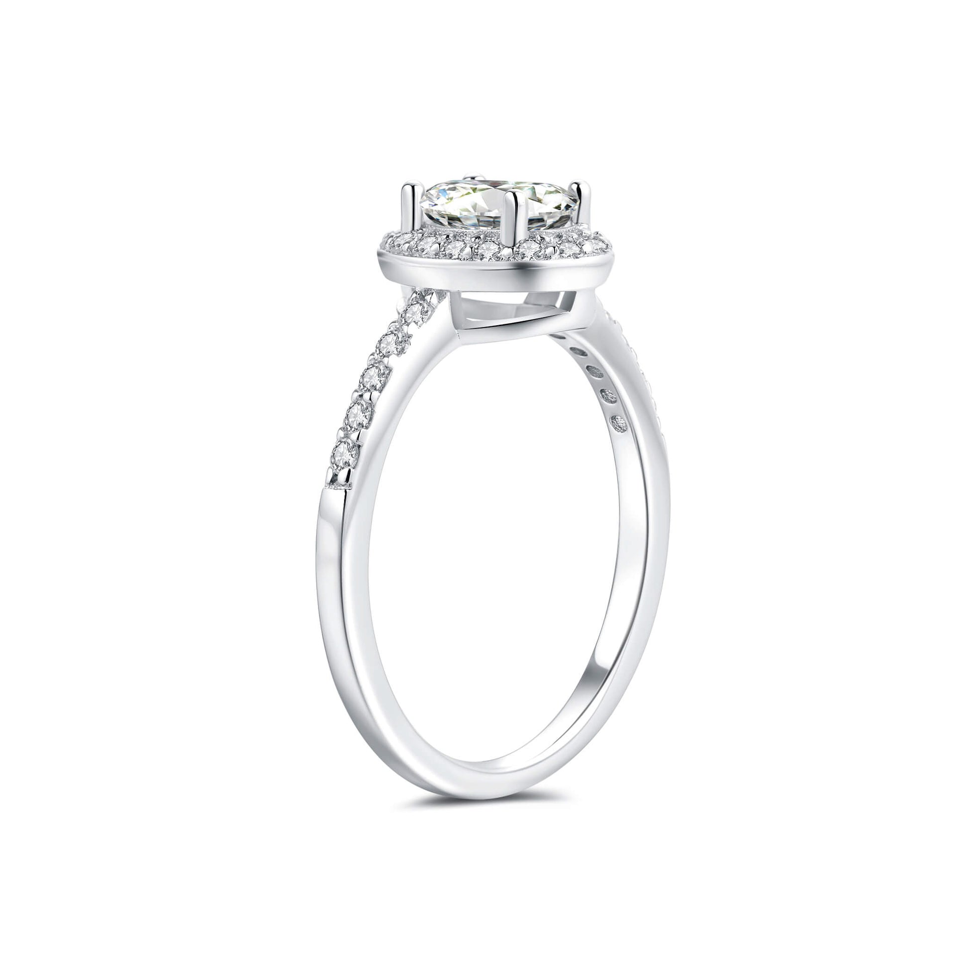 Halo Pave Oval Lab Diamond Ring in Platinum - Neoshine