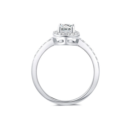 Halo Pave Oval Lab Diamond Ring in Platinum - Neoshine