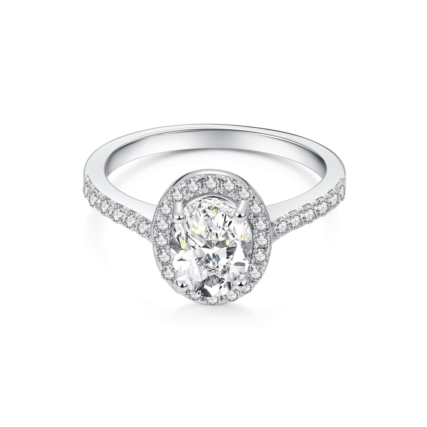 Halo Pave Oval Lab Diamond Ring in Platinum - Neoshine