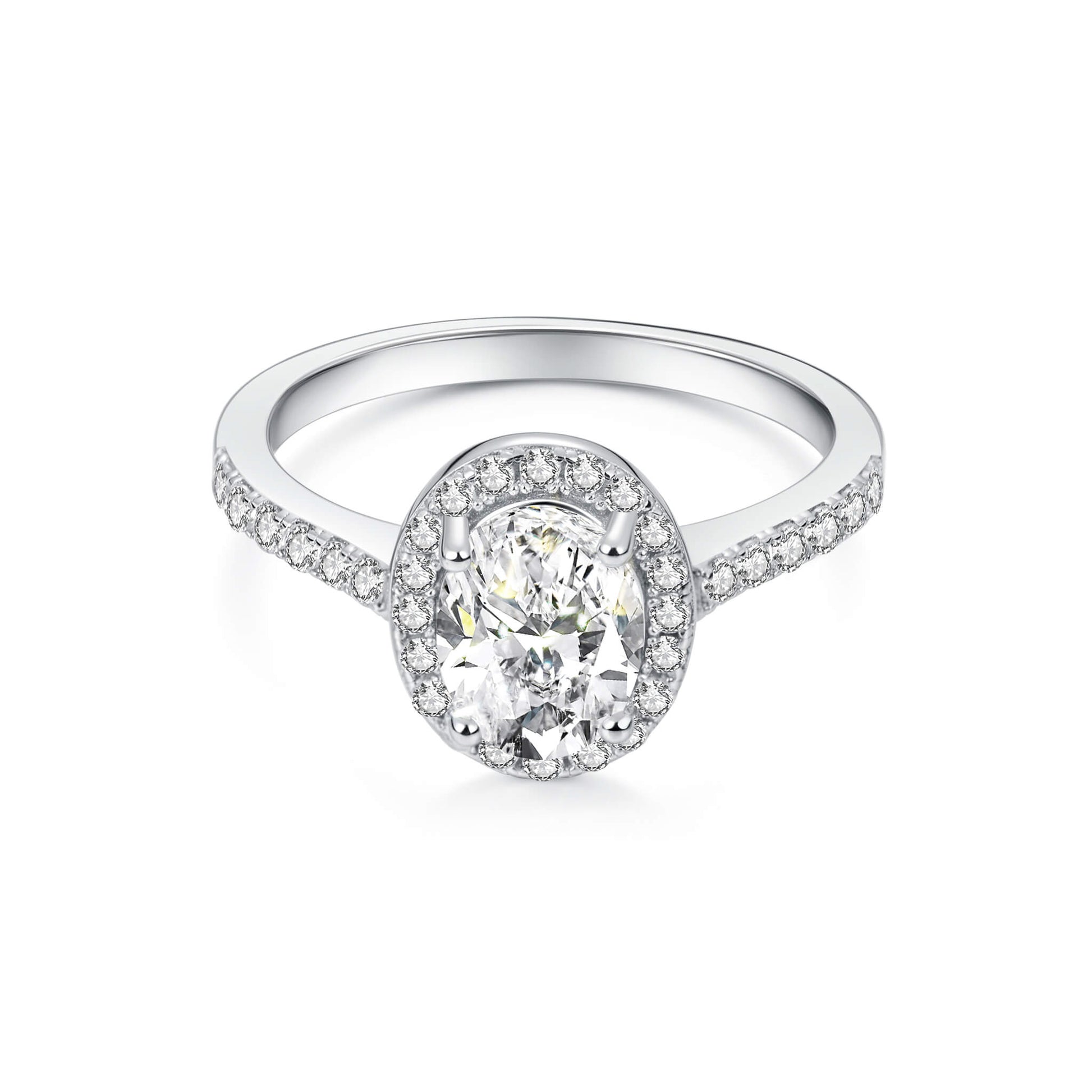 Halo Pave Oval Lab Diamond Ring in Platinum - Neoshine