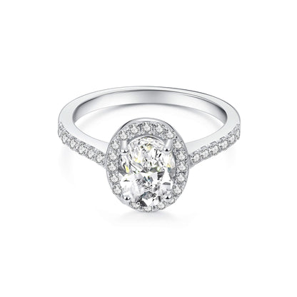 Halo Pave Oval Lab Diamond Ring in Platinum - Neoshine