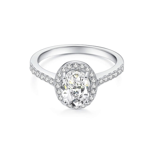 Halo Pave Oval Lab Diamond Ring in Platinum - Neoshine