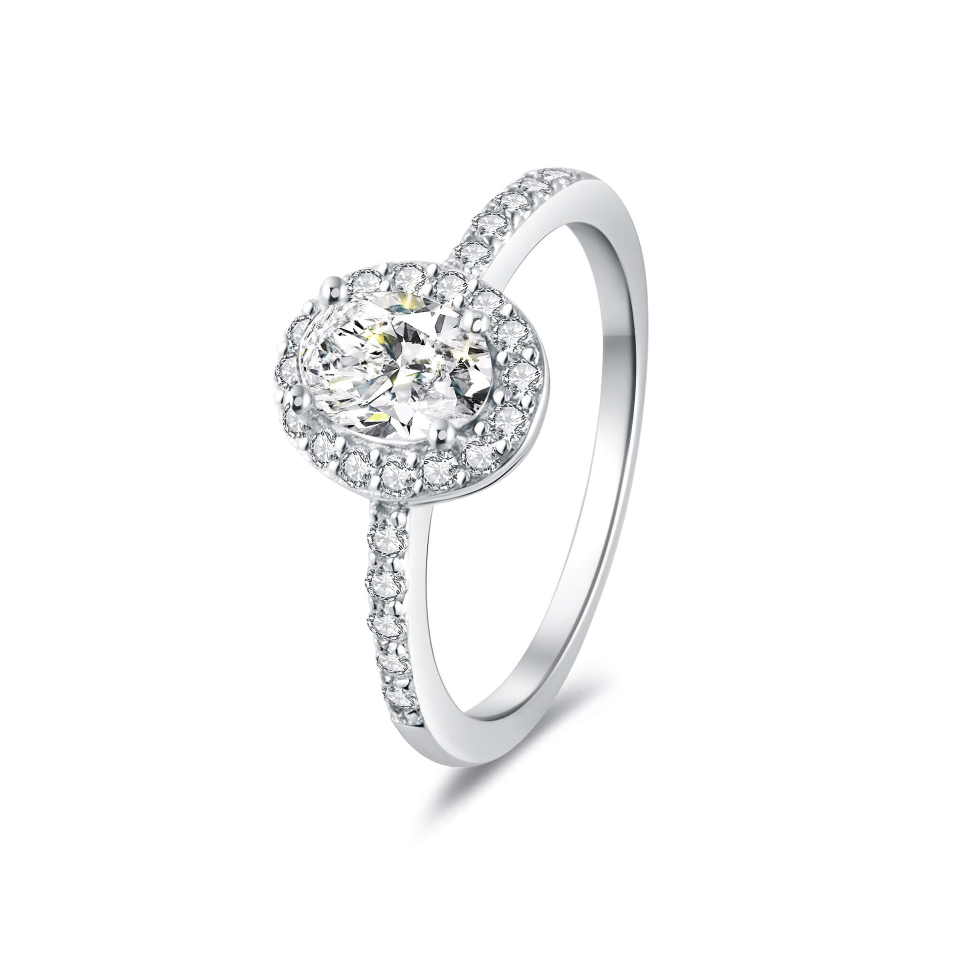 Halo Pave Oval Lab Diamond Ring in Platinum - Neoshine