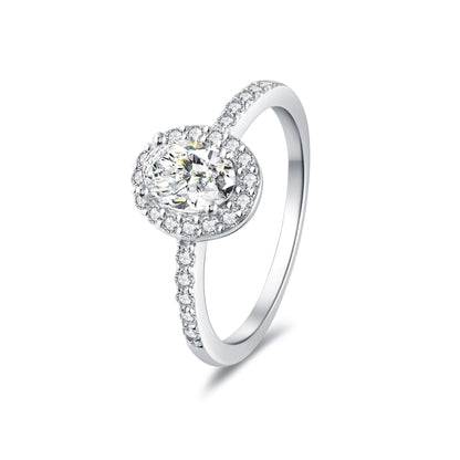 Halo Pave Oval Lab Diamond Ring in Platinum - Neoshine