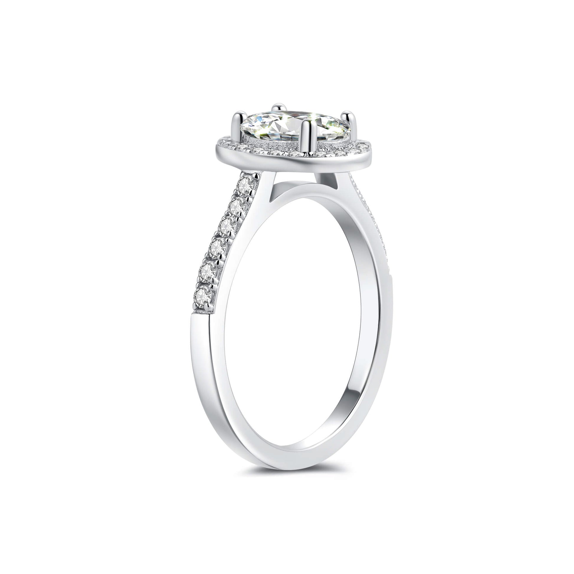 Halo Pave Oval Lab Diamond Ring in Platinum - Neoshine