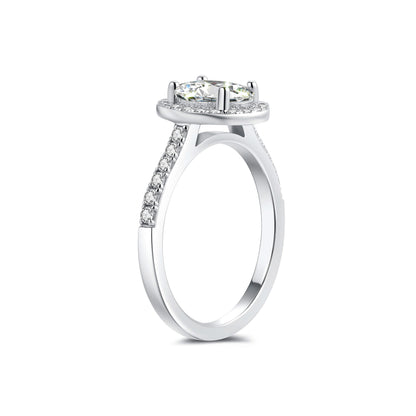 Halo Pave Oval Lab Diamond Ring in Platinum - Neoshine