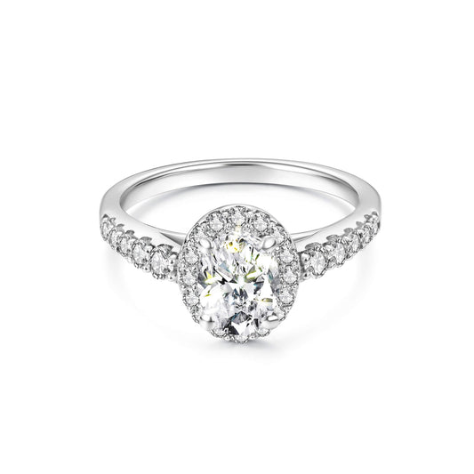 Halo Pave Oval Lab Diamond Ring in Platinum - Neoshine