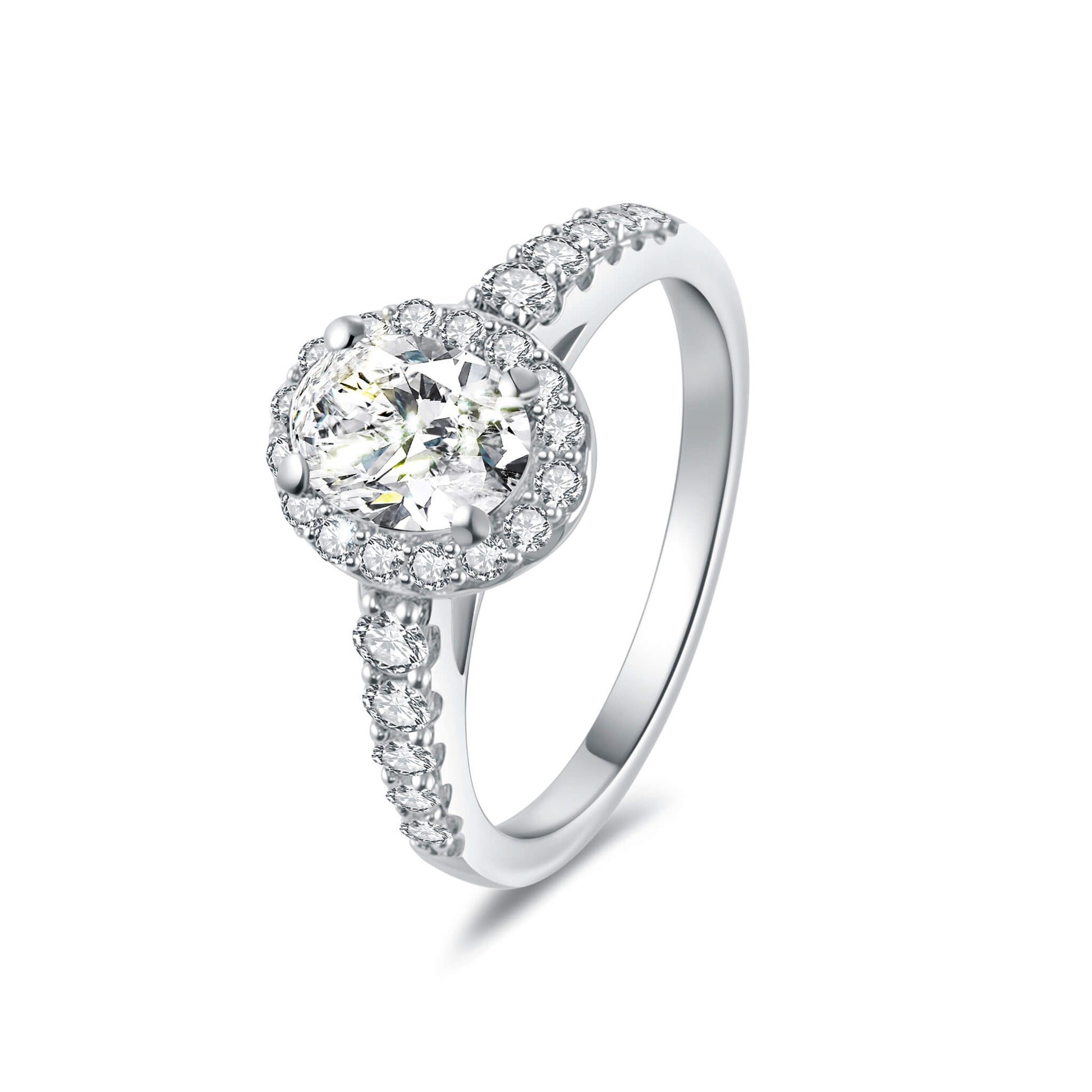 Halo Pave Oval Lab Diamond Ring in Platinum - Neoshine