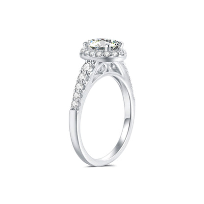 Halo Pave Oval Lab Diamond Ring in Platinum - Neoshine